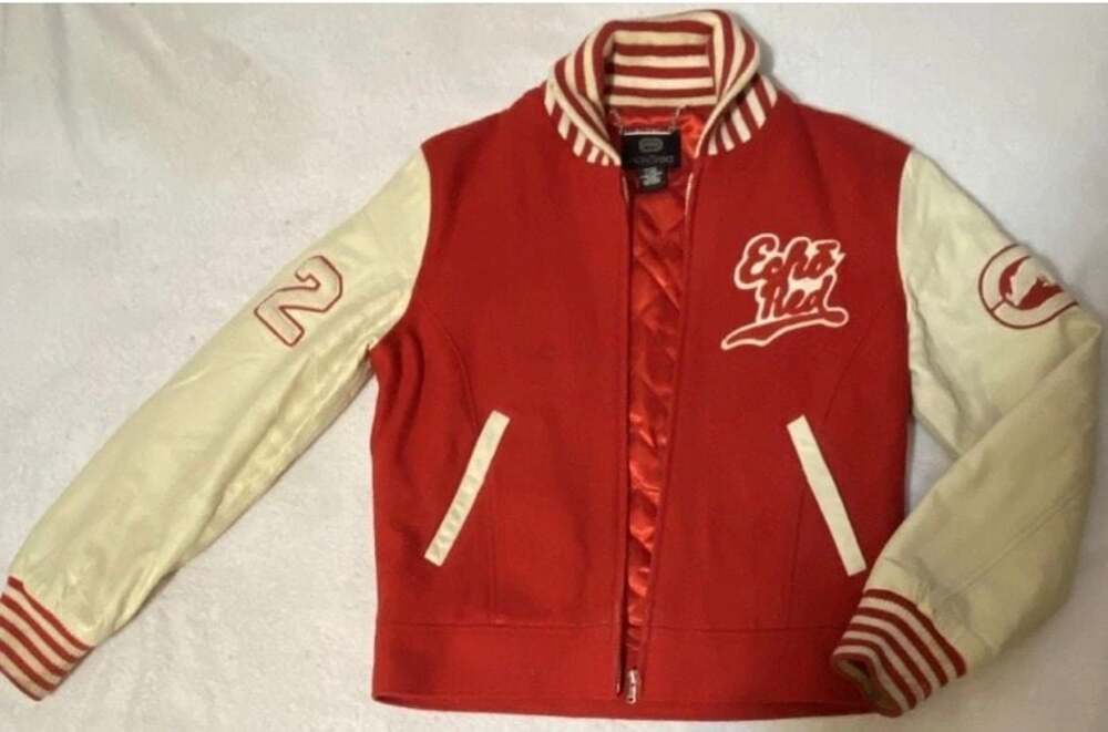 Vintage Ecko Red Wool and Leather Varsity‎ Letterman Jacket Women's Size L